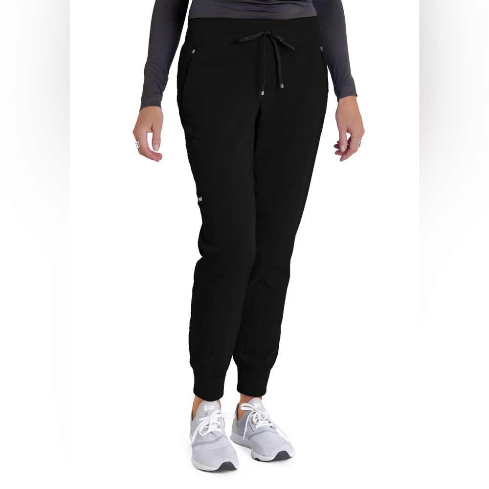 Size L black womens jogger scrub pants